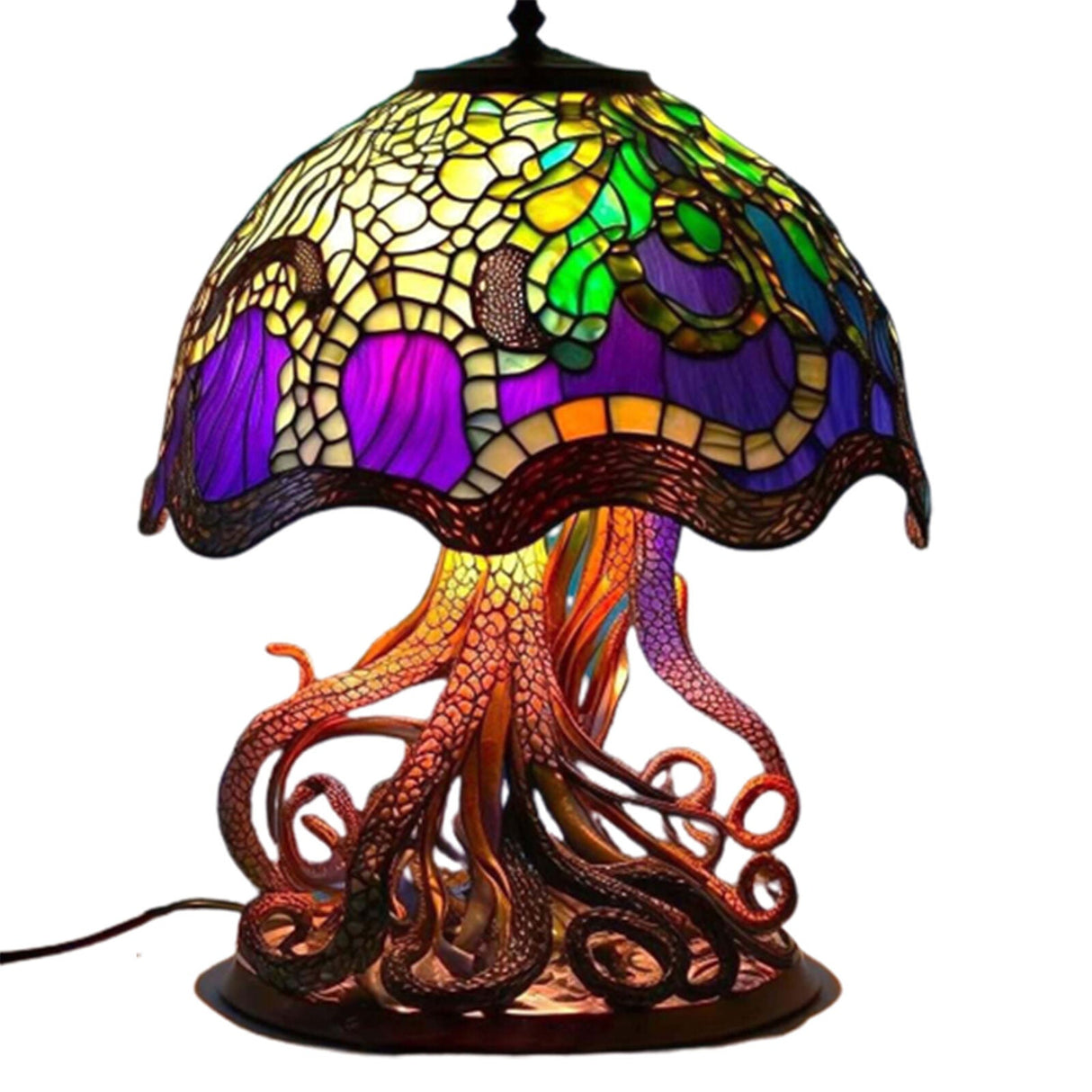 Painting Glass Mushroom Table Lamps Bohemian Resin Table Lamp Night Light Decor