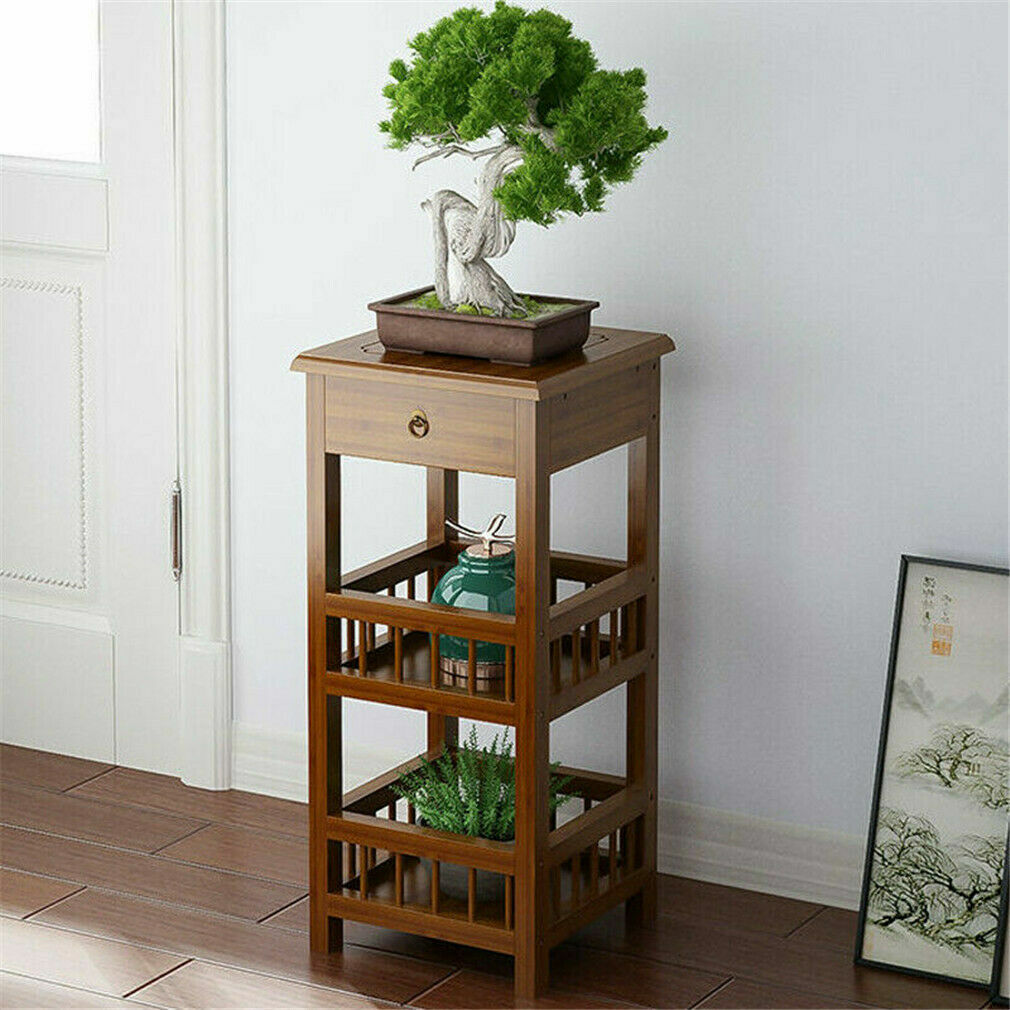 Industrial Retro Side Plant Table Solid Wood Telephone/Photo/Bedside/End Stand