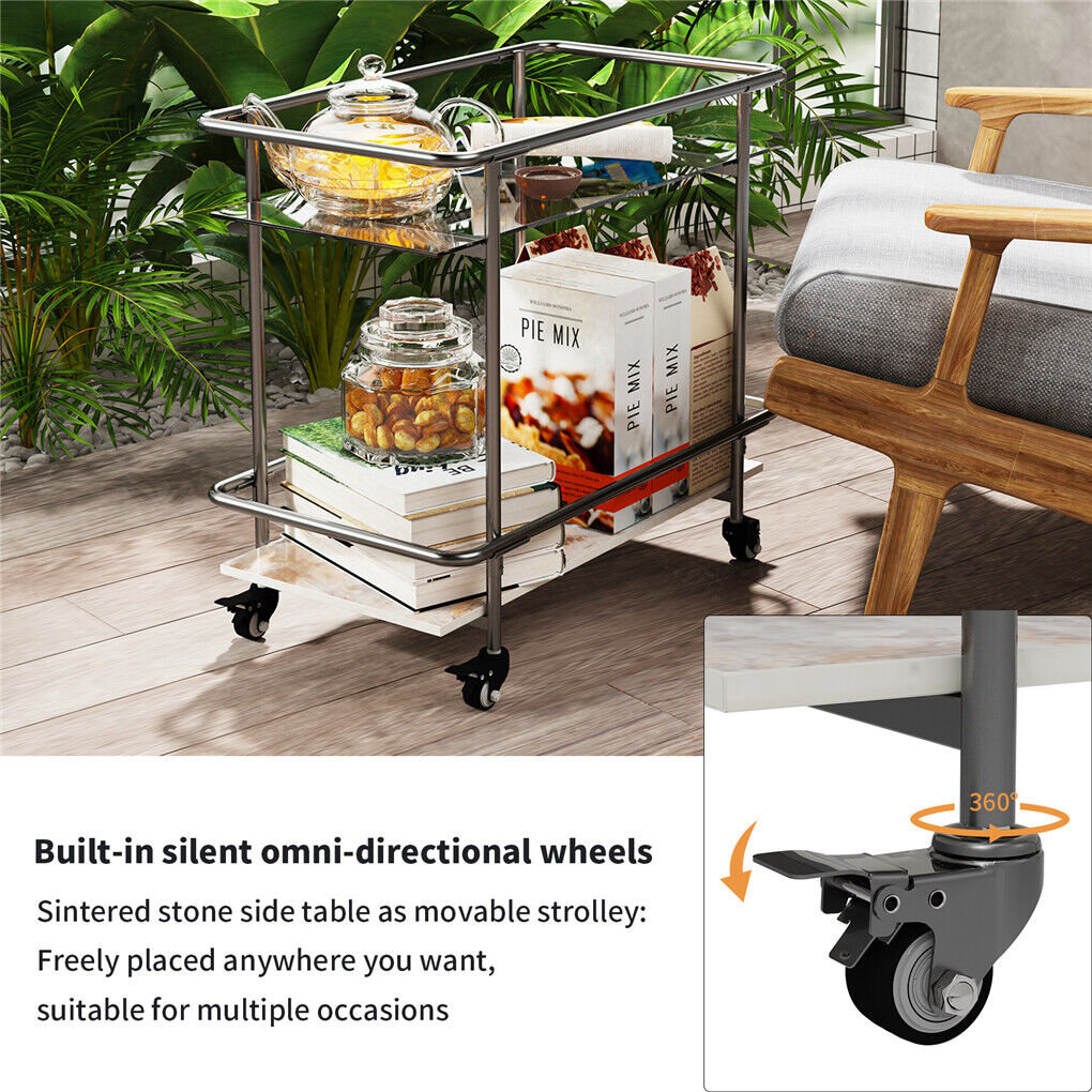 Heavy Duty Rolling Bar Cart Kitchen Cart Island Multifunction Utility Storage Ra