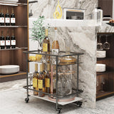 Heavy Duty Rolling Bar Cart Kitchen Cart Island Multifunction Utility Storage Ra