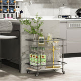 Heavy Duty Rolling Bar Cart Kitchen Cart Island Multifunction Utility Storage Ra