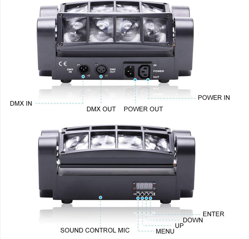 100W RGBW 8LED Spider Moving Head Beam Stage Lighting DMX Disco Party DJ Lights