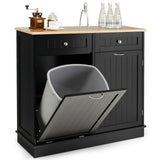 Kitchen Storage Cabinet Buffet Sideboard Versatile Organizer w/Trash Bin