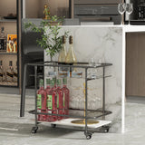 Heavy Duty Rolling Bar Cart Kitchen Cart Island Multifunction Utility Storage Ra