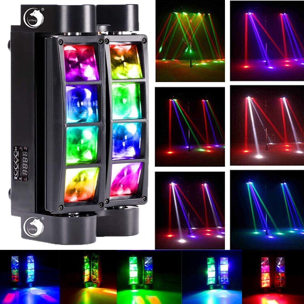 100W RGBW 8LED Spider Moving Head Beam Stage Lighting DMX Disco Party DJ Lights