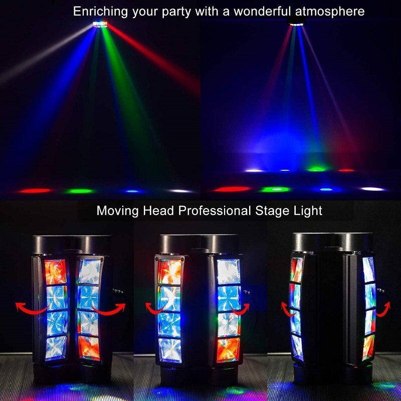 100W RGBW 8LED Spider Moving Head Beam Stage Lighting DMX Disco Party DJ Lights