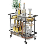 Heavy Duty Rolling Bar Cart Kitchen Cart Island Multifunction Utility Storage Ra