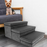 Folding Pet Stairs 3 Steps Dogs Stair Pet Storage Stepper for High Beds, Couch