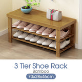 3 Tier Shoe Rack Bamboo Wooden Storage Shelf Stand Bench Cabinet Organize