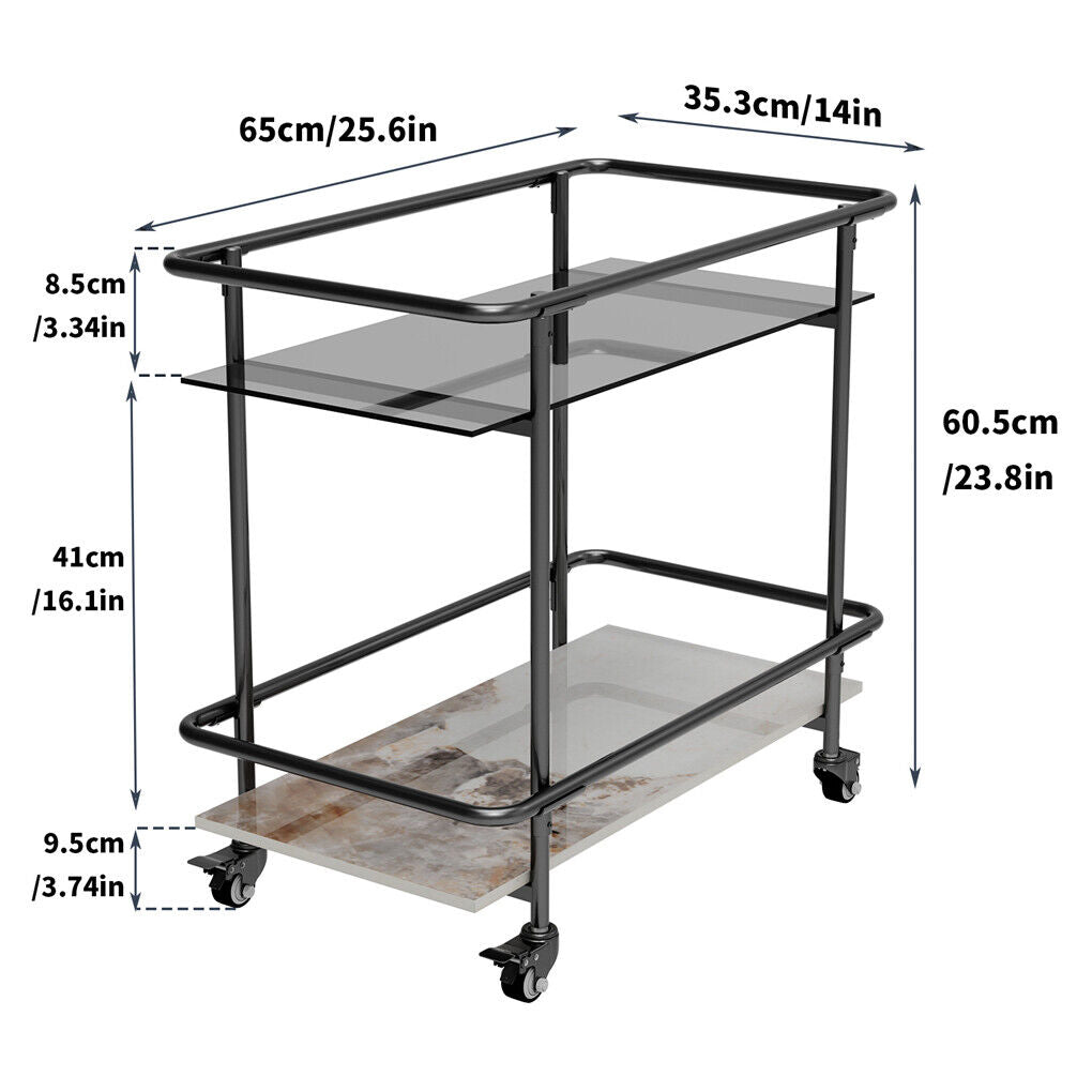 Heavy Duty Rolling Bar Cart Kitchen Cart Island Multifunction Utility Storage Ra