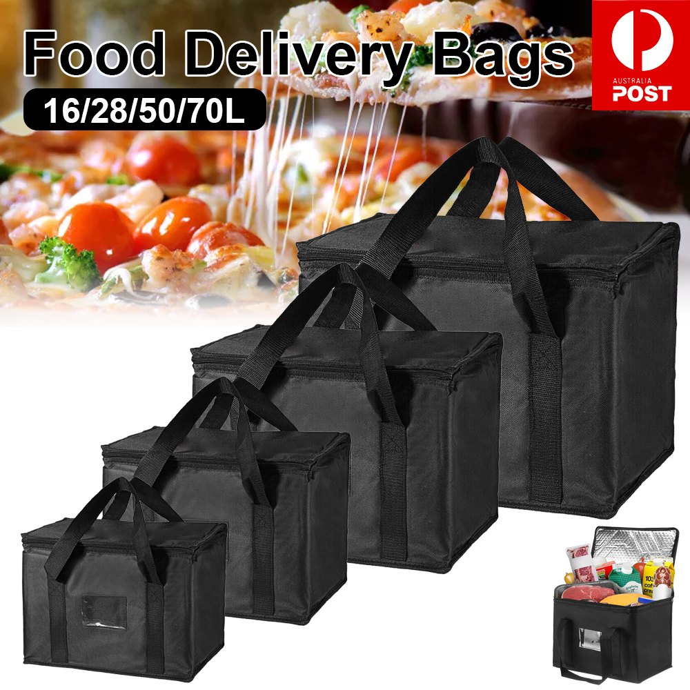 Food Delivery insulated Bags Pizza Takeaway Thermal Warm/Cold Bag Black AU